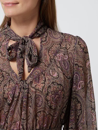 Mango Midikleid aus Chiffon mit Paisley-Muster Schwarz 3
