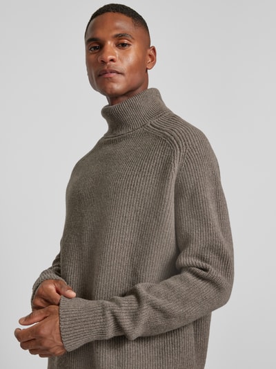 BOSS Strickpullover mit Rollkragen Modell 'Evento' Taupe 3