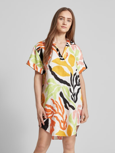 Gant Knielanges Leinenkleid mit Allover-Print Apricot 4