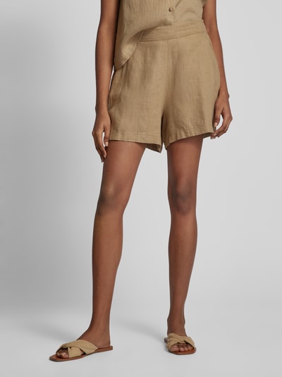 Mazine Leinenshorts in unifarbenem Design Modell 'Pinki' Sand 4