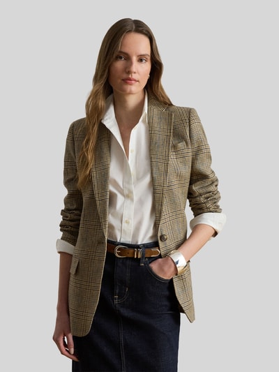 Lauren Ralph Lauren Długi longblazer o kroju regular fit z czystego lnu Beżowy 4