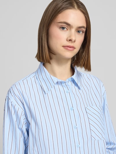 ONLY Boxy fit Blouse met lange mouwen van puur katoen Model 'KHALIDA' Lichtblauw - 3
