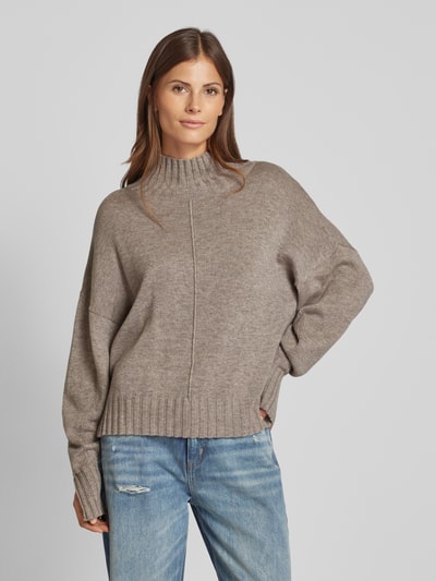 0039 Italy Strickpullover mit Turtleneck Modell 'NIMA' Taupe 4