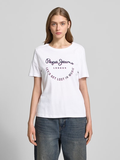 Pepe Jeans T-Shirt mit Label-Print Modell 'MERIDA' Weiss 4