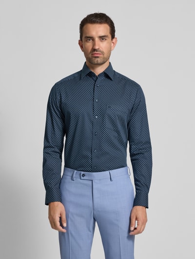 OLYMP Regular fit zakelijk overhemd van puur katoen Marineblauw - 4
