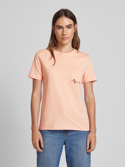 Jake*s Casual T-shirt met motiefstitching Abrikoos - 4