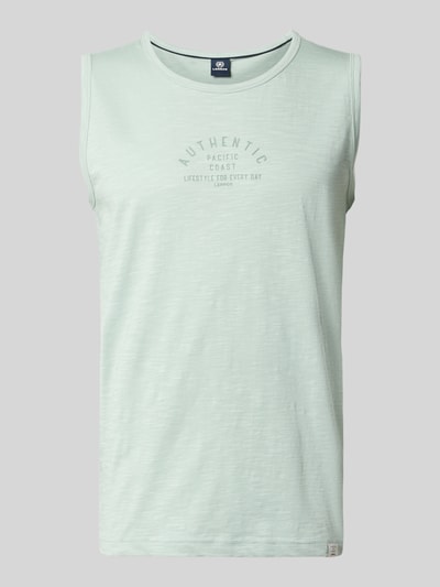 Produktfoto, mintgrünes Tanktop mit Statement-Print und Rundhalsausschnitt von Lerros aus reiner Baumwolle, Regular Fit, Label-Patch