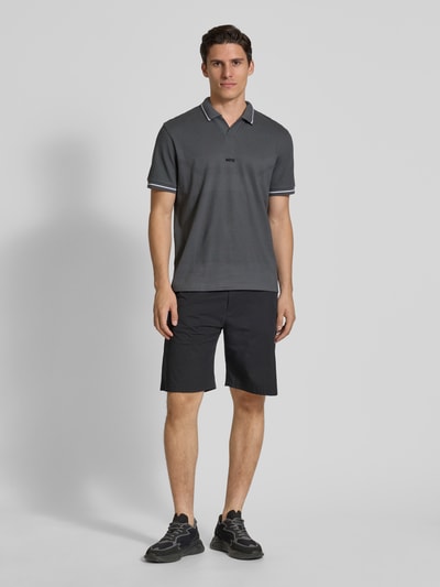 BOSS Green Regular fit poloshirt met labelstitching Donkergrijs - 1
