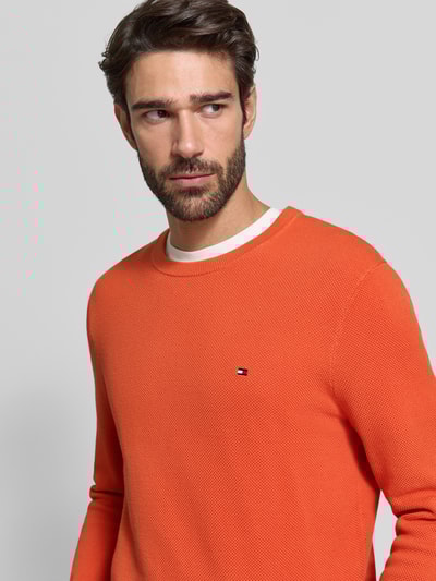 Tommy Hilfiger Regular fit gebreide pullover van zuiver katoen Oranje - 3