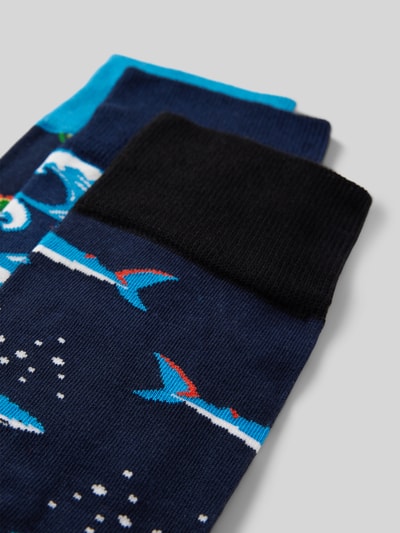 DillySocks Socken mit Motiv-Stitching Modell 'Water World' im 3er-Pack Marine 2