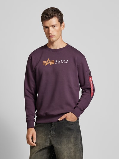 Alpha Industries Bluza z nadrukiem z logo i kieszenią zapinaną na zamek błyskawiczny Purpurowy 4