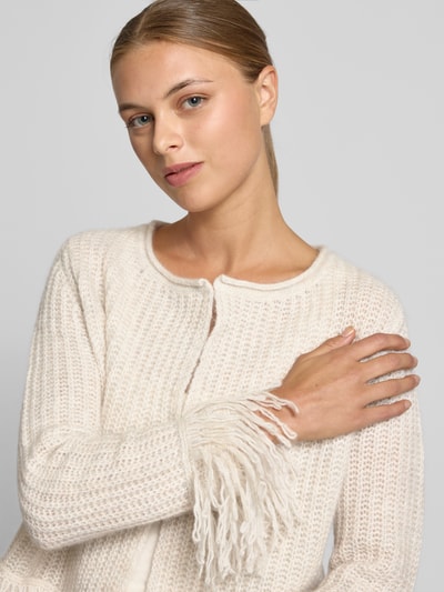 Hemisphere Gebreid jack van kasjmiermix met franjes Offwhite - 3