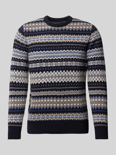 Barbour Strickpullover mit Rundhalsausschnitt Modell 'Case Fairisle' Marine 1