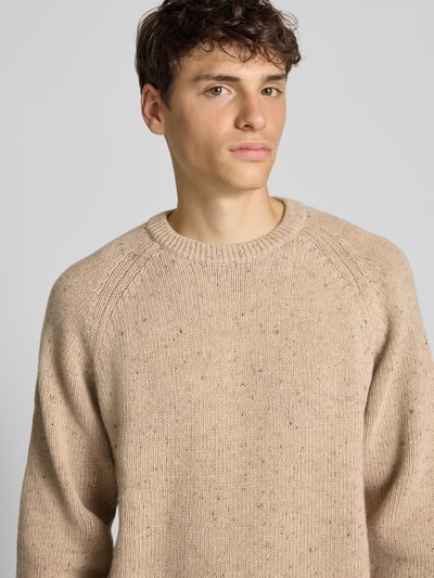Carhartt Work In Progress Wollen pullover met ronde hals, model 'ANGLISTIC' Offwhite - 3