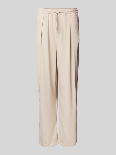 REVIEW Tailored fit stoffen broek met bandplooien Beige - 2