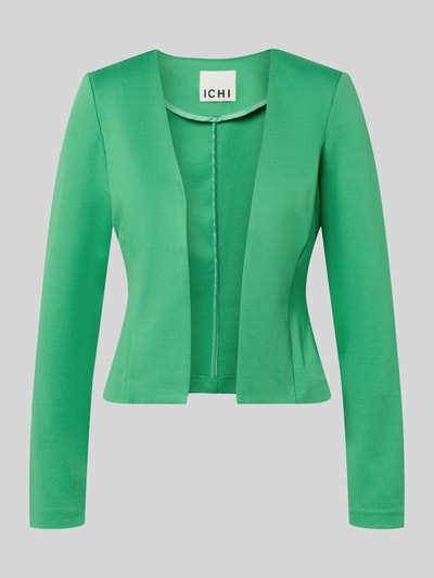 Produktfoto, Slim Fit Blazer in offener Passform Modell 'KATE' von ICHI im kräftigen Grün, Material-Mix mit Viskose-Anteil, glatte Struktur