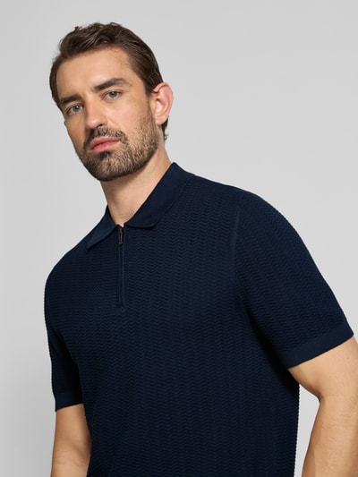 Christian Berg Men Regular Fit Poloshirt mit kurzem Reißverschluss Marine 3