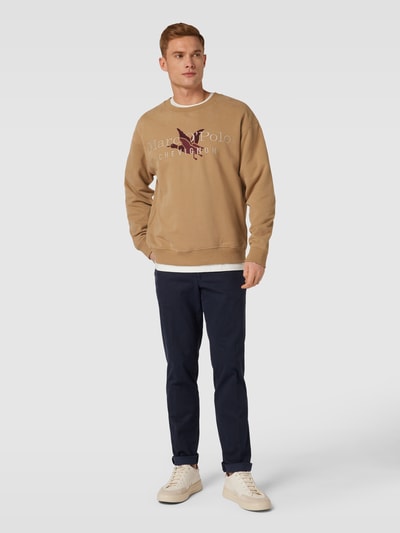 Marc O'Polo Sweatshirt met labelstitching, model 'Chevignon' Hazelnoot - 1