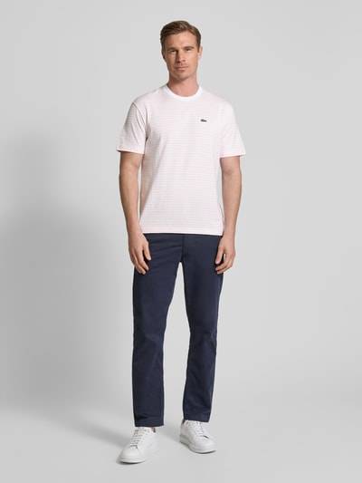 Lacoste T-shirt met labelstitching Lichtroze - 1