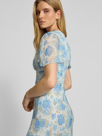 Mango Midikleid mit V-Ausschnitt Modell 'RONALDI' Hellblau 3