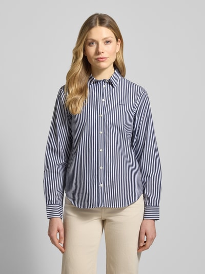 GANT Regular Fit Bluse mit Streifenmuster und Label-Stitching Marine 4
