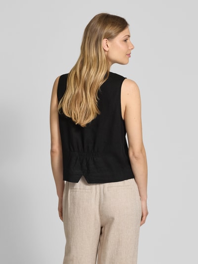 FREE/QUENT Linnen gilet met V-hals, model 'Lava' Zwart - 5
