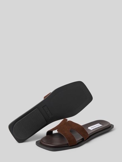 Produktfoto, Pantoletten aus echtem Rindsleder von Steve Madden, Optik: Unifarben, Schuhspitze: Quadratisch, Gerade, Absatzform: flacher Blockabsatz, Label-Print, Sohle: leicht strukturiert, Material: Rindsleder