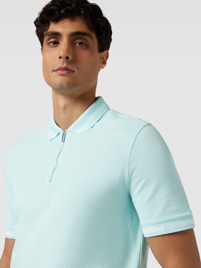 ARMANI EXCHANGE Koszulka polo z detalami z logo Jasnoturkusowy 3