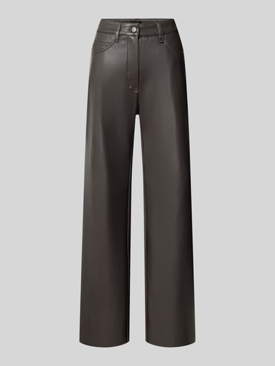 MAC Kunstlederhose mit seitlichen Eingrifftaschen Dunkelbraun 1