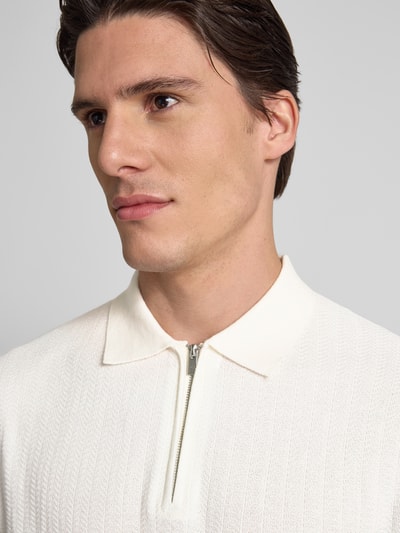 SELECTED HOMME Poloshirt mit kurzem Reißverschluss Offwhite 3