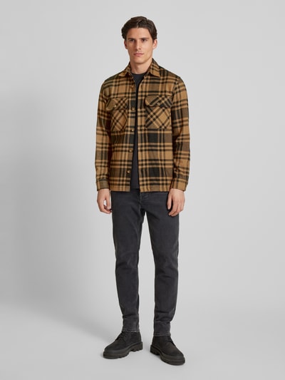 Jack & Jones Premium Slim fit overhemdjack met kentkraag, model 'RAYMOND' Middenbruin - 1