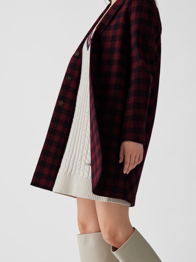 Harris Wharf London Wollmantel mit Allover-Muster Bordeaux Rot 6