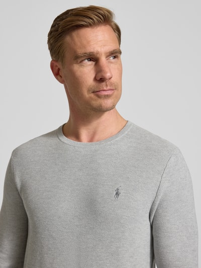 Polo Ralph Lauren Gebreide pullover met labelstitching Lichtgrijs gemêleerd - 3