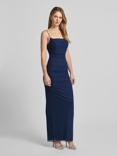 Hey Kyla Abendkleid mit Raffungen und Spaghettiträgern Marine 1