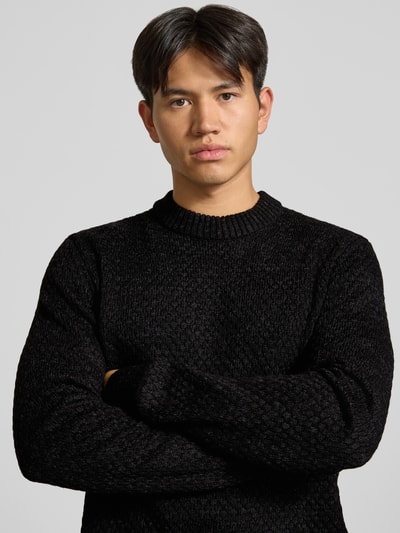 JACK & JONES Regular Fit Strickpullover aus Baumwoll-Mix Modell 'BLAKE' Anthrazit Melange 3