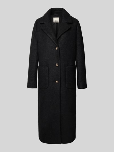 ICHI Lange jas met reverskraag en opgestikte zakken Zwart - 2