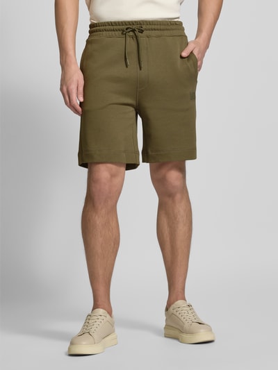 BOSS Orange Regular fit sweatshorts van puur katoen Kaki - 4