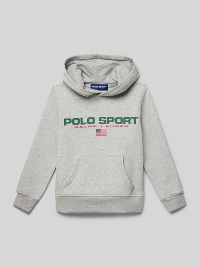 Polo Sport Hoodie met labelprint Middengrijs gemêleerd - 1