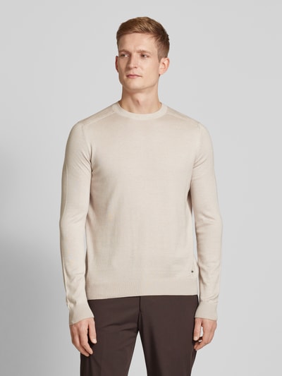 JOOP! Collection Strickpullover mit Rundhalsausschnitt Modell 'Sergor' Beige 4