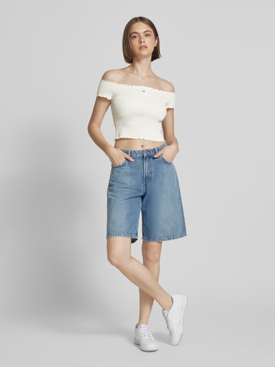 Tommy Jeans Slim Fit Crop Top mit gesmokten Einsätzen Weiss 1