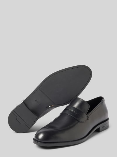 BOSS Lederloafers mit Label-Details Modell 'Tayil' Black 4