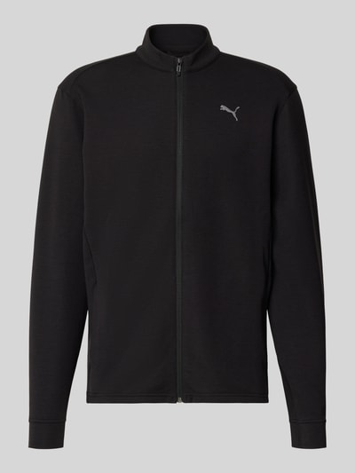 Produktfoto, Sweatjacke mit Stehkragen und Reißverschluss Modell 'CLOUDSPUN' von PUMA PERFORMANCE, Material-Mix mit Lyocell-Anteil, Regular-Fit, Logo auf der Brust, schwarze Farbe, glatte Textur, Rückenlänge bei Größe XL 74 cm, Ärmellänge 77 cm