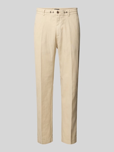CINQUE Tapered Fit Leinenchino mit Bügelfalten Modell 'JULI-O' Beige 2