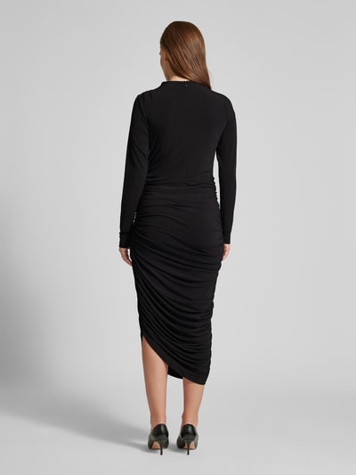 Christian Berg Woman Selection Maxi-jurk met plooien en opstaande kraag Zwart - 5