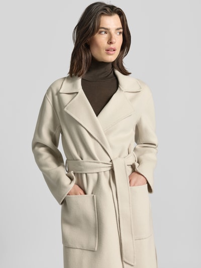 OAKWOOD Lange jas van lanawolmix met strikceintuur, model 'ALLEGORIA' Beige - 3