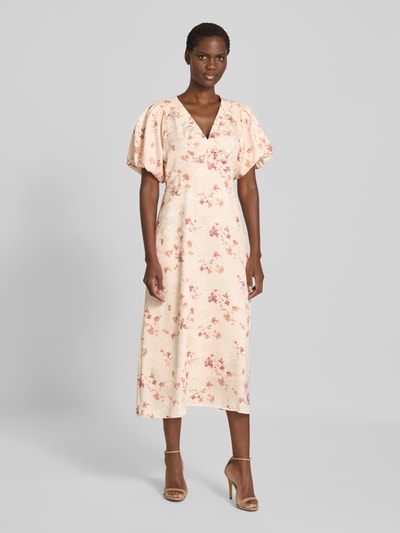 Neo Noir midi-jurk met V-hals model 'Illana' Beige - 4