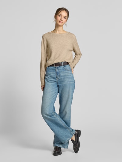 Vila Sweter z dzianiny z okrągłym dekoltem model ‘Viril’ Złamany biały 1