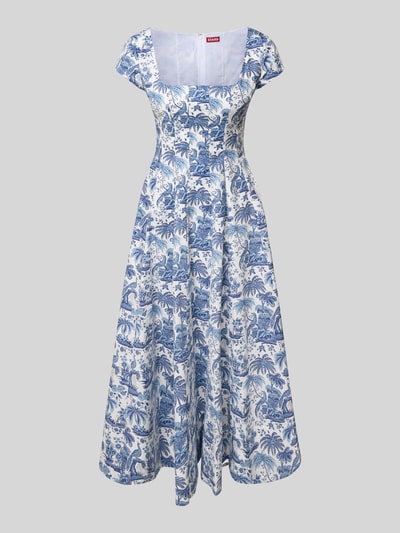 Staud Sukienka midi z prostokątnym dekoltem model ‘WELLS’ Błękitny 2