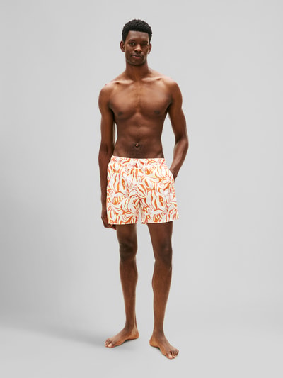 Tommy Hilfiger Regular Fit Badeshorts mit Allover-Muster Orange 1