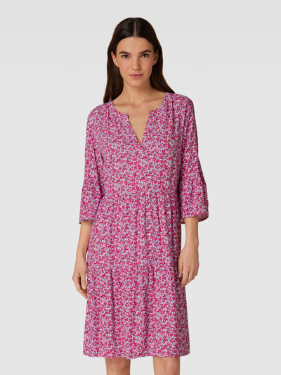 Montego Knielanges Kleid aus Viskose mit Allover-Muster Blau 4